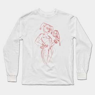 Jokers girl sketch red Long Sleeve T-Shirt